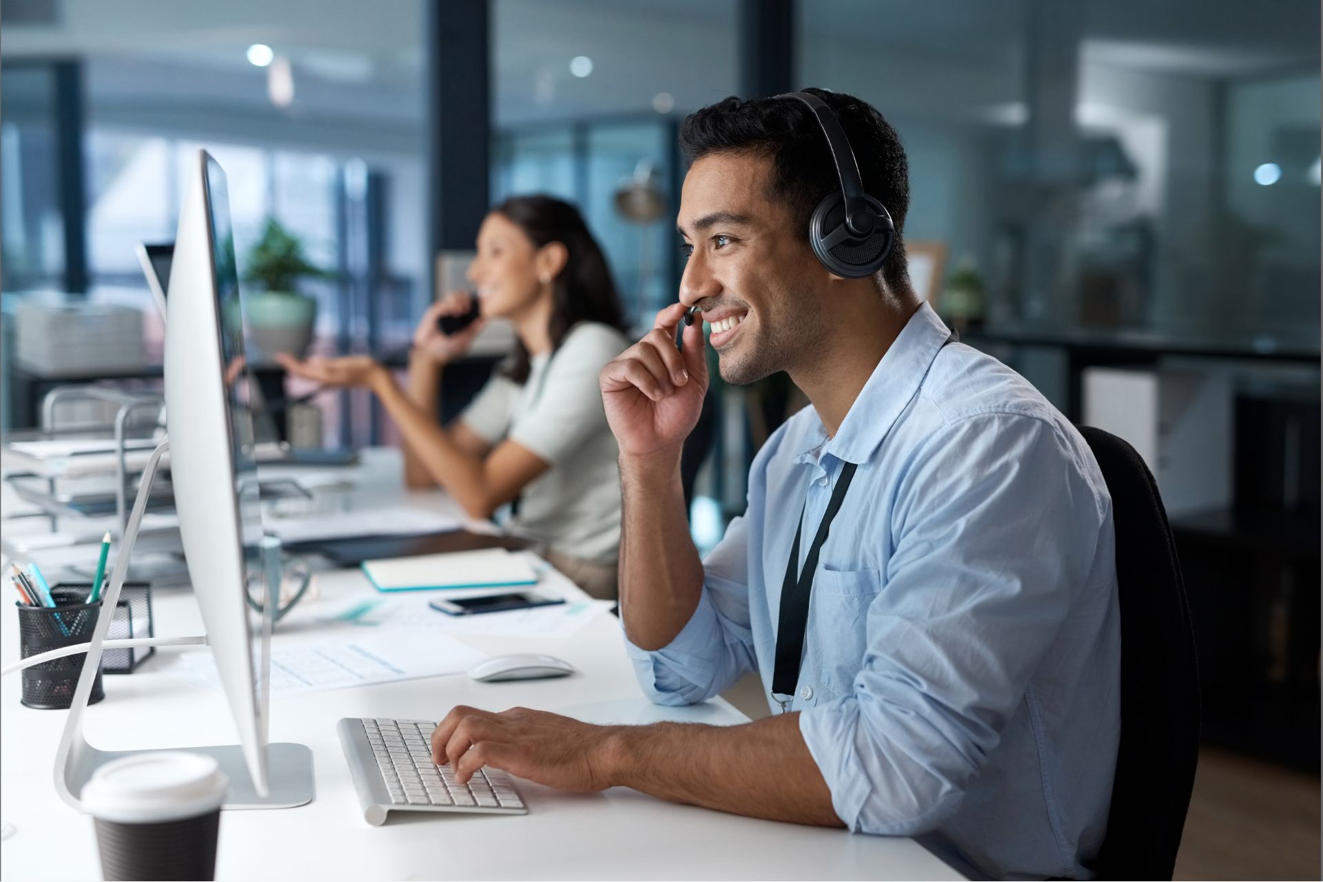 Customer Service Agent on Headset